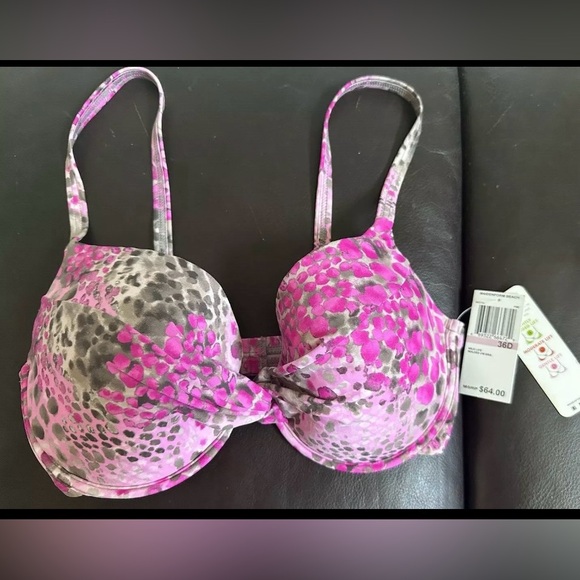 NWT Maidenform Bra Top 36D Top / Matching XL Tummy Control Bottom Pink & Gray - Picture 2 of 6